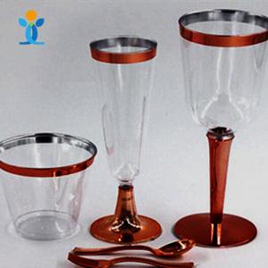 silver 9oz gold rimmed PS plastic cups